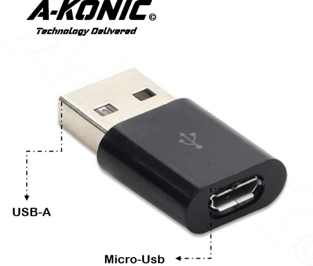 MICRO USB naar USB Adapter| Opzetstuk | Micro-USB to USB-A Converter | 3.0 | zwart | A-Konic©